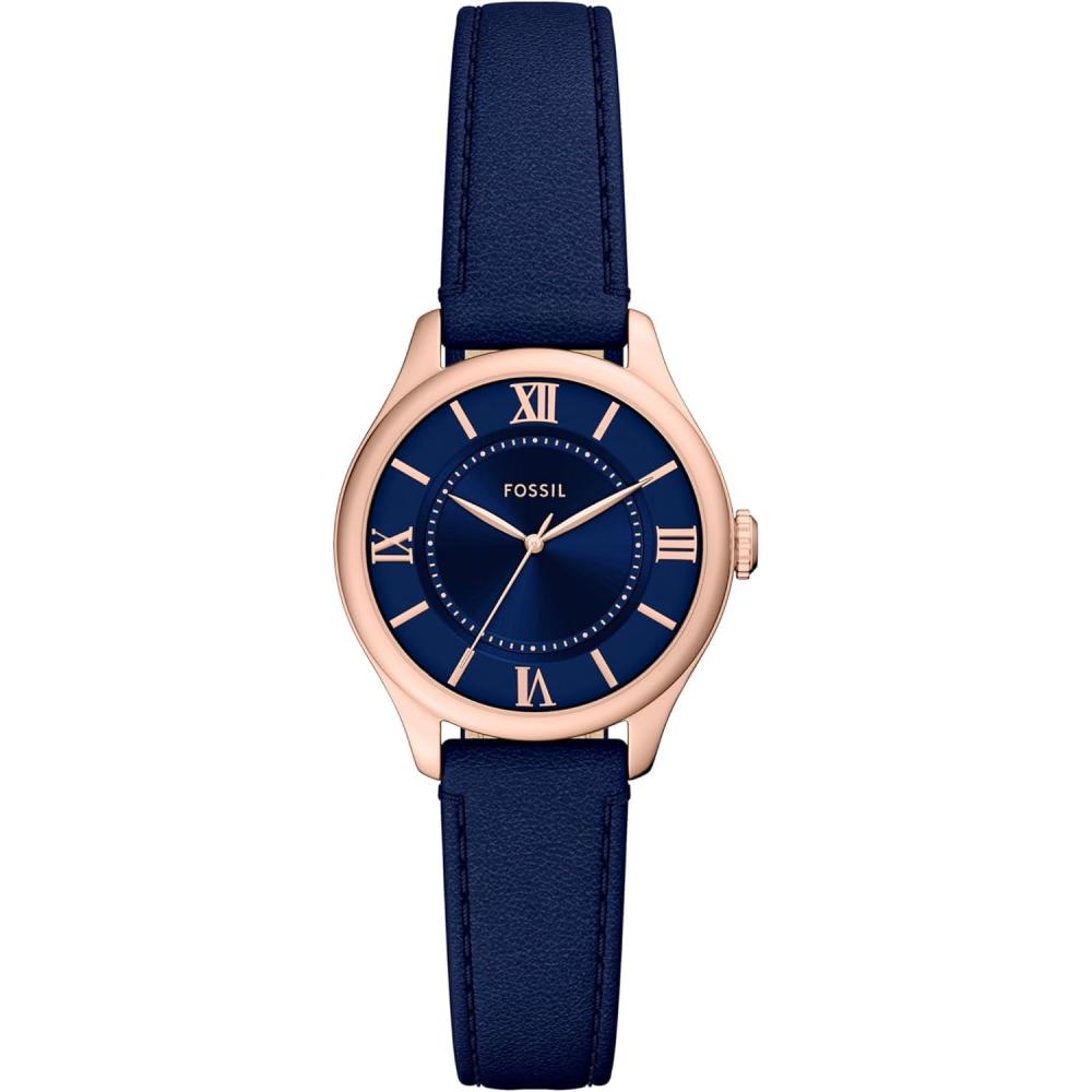 imageFossil Womens Gilmore ThreeHand Date Stainless Steel WatchBlueRose Gold