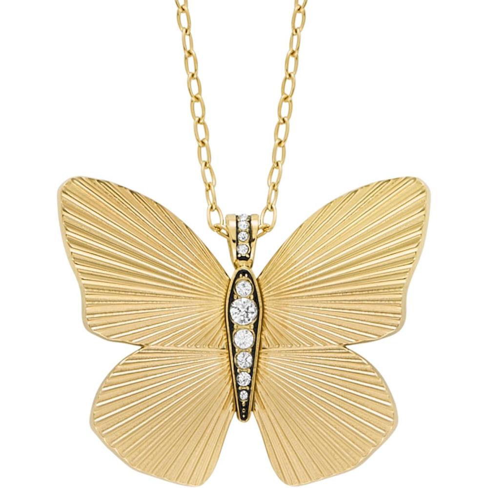 imageFossil Womens GoldTone Stainless Steel Pendant Chain Necklace for WomenButterfly Pendant