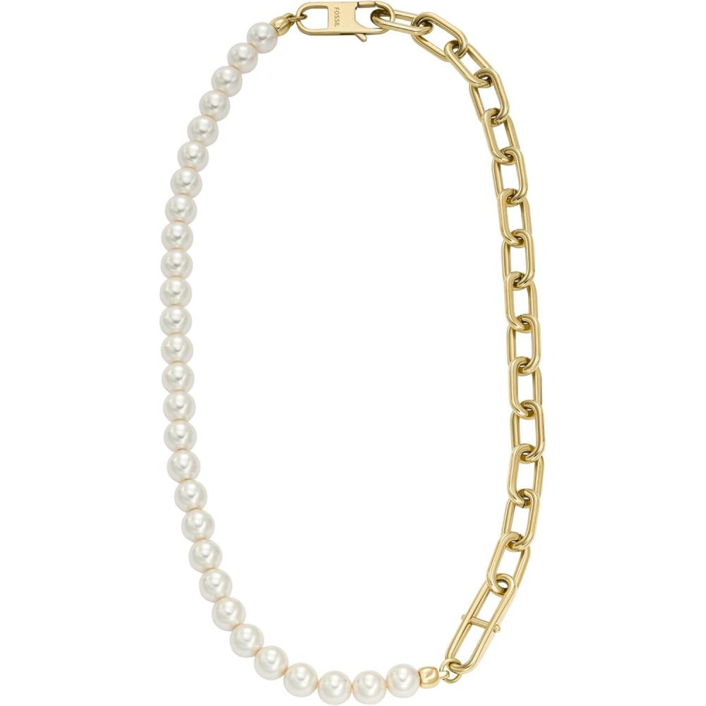 imageFossil Womens GoldTone Stainless Steel Pendant Chain Necklace for WomenGold ChainPearl