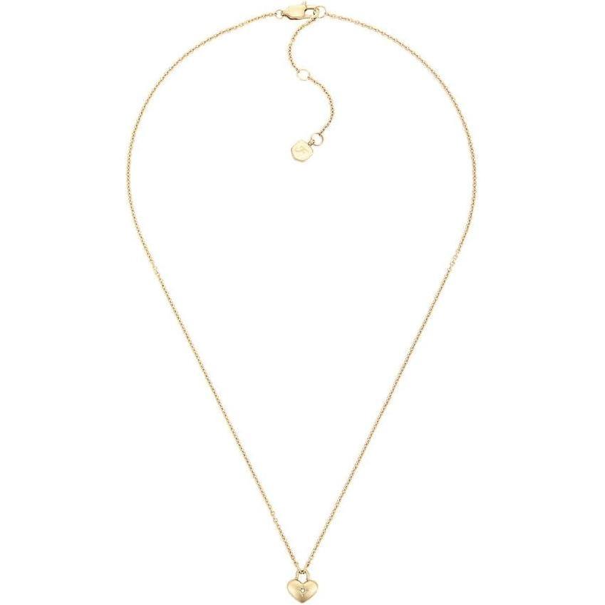 imageFossil Womens GoldTone Stainless Steel Pendant Chain Necklace for WomenGold Heart  Stud Earrings