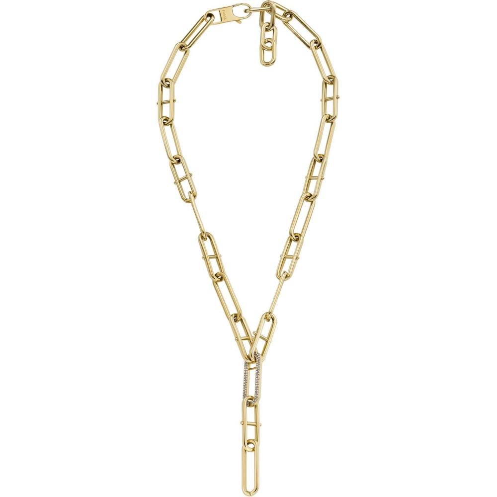 imageFossil Womens GoldTone Stainless Steel Pendant Chain Necklace for WomenGold Heritage DLink YNeck Chain