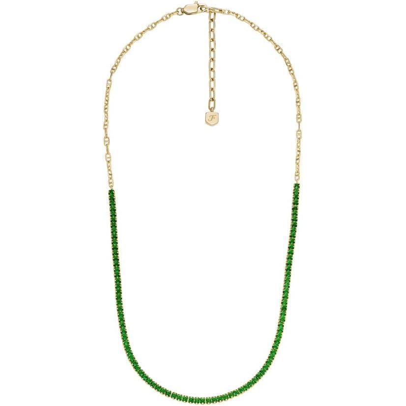 imageFossil Womens GoldTone Stainless Steel Pendant Chain Necklace for WomenGoldGreen Chain