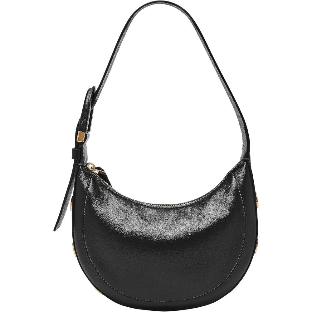 imageFossil Womens Harwell Leather Crescent Shoulder BagBlack