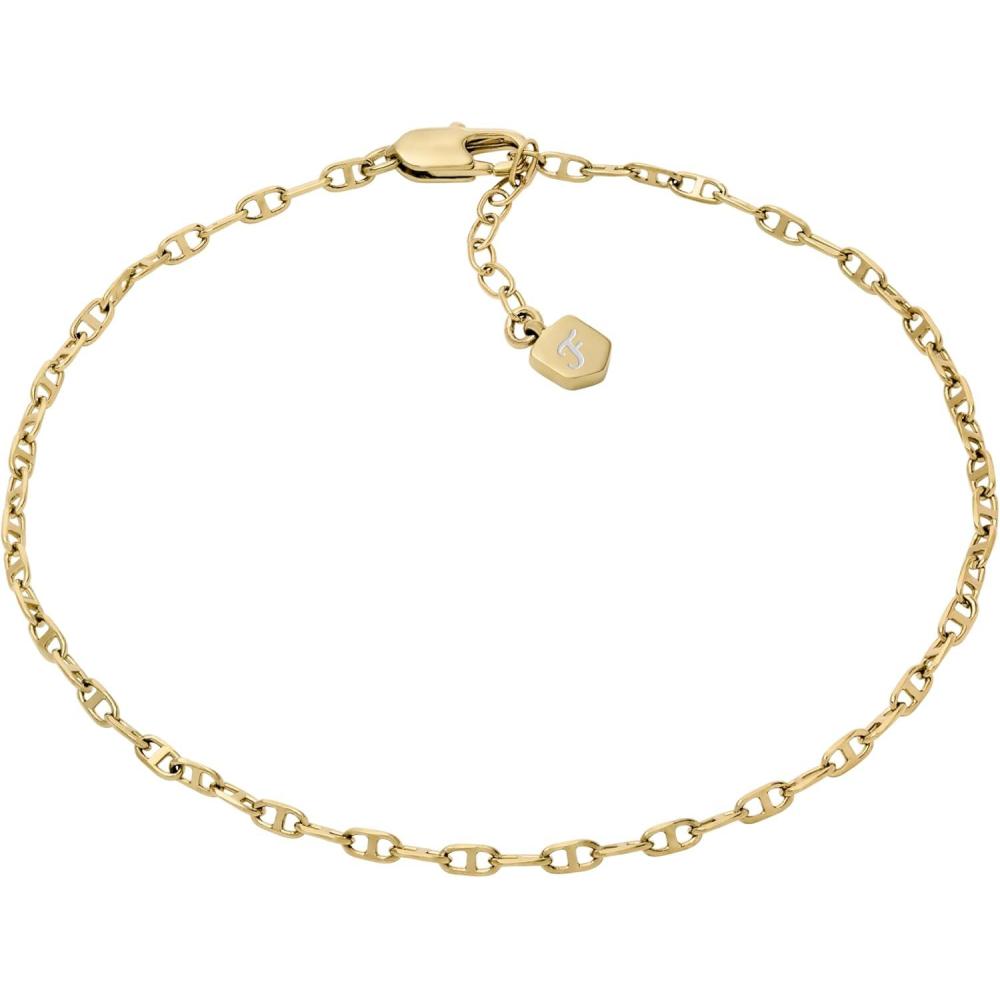 imageFossil Womens Heritage DLink Brass Chain AnkletGold