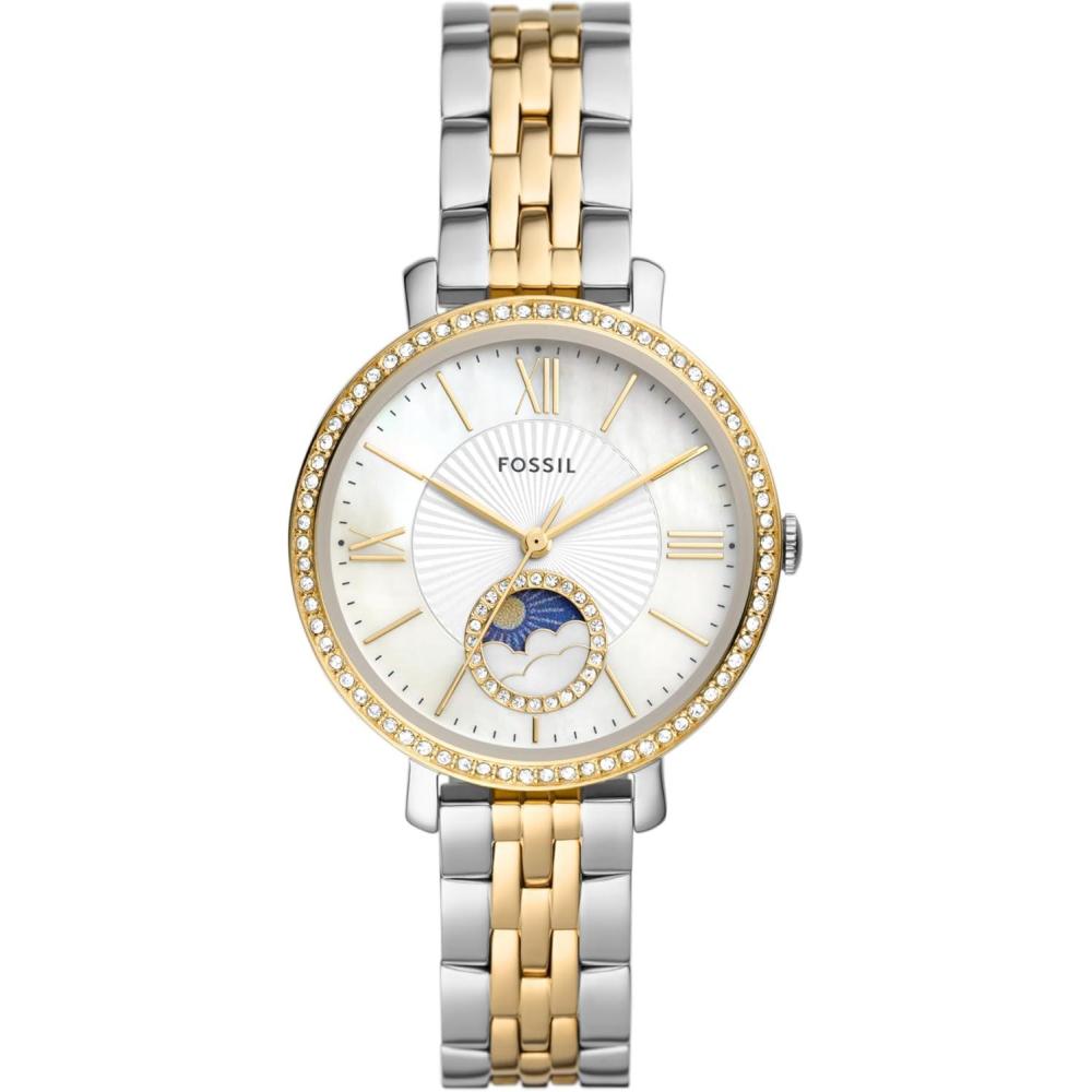 imageFossil Womens Jacqueline Quartz Stainless Steel ThreeHand WatchSilverGold Moonphase