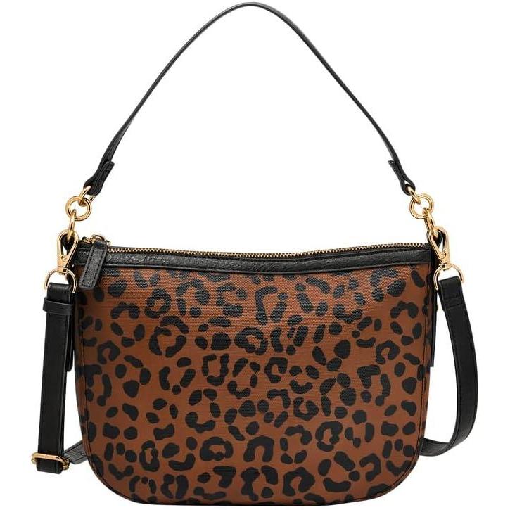 imageFossil Womens Jolie Leather Crossbody Purse Handbag for WomenBlack  Leopard
