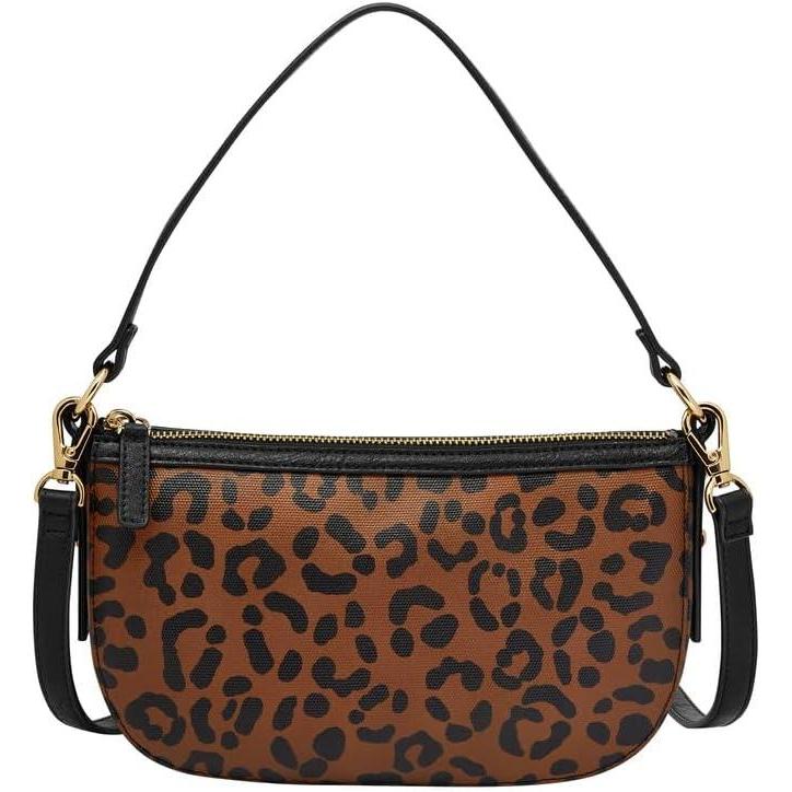 imageFossil Womens Jolie Leather Small Shoulder Bag Purse Handbag for WomenBlack  Leopard