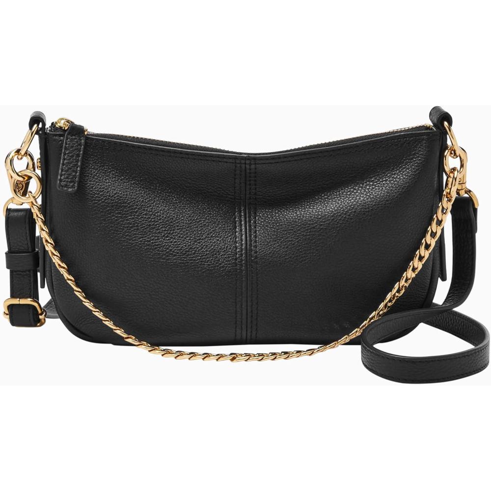 imageFossil Womens Jolie Leather Small Shoulder Bag Purse Handbag for WomenBlack W Chain