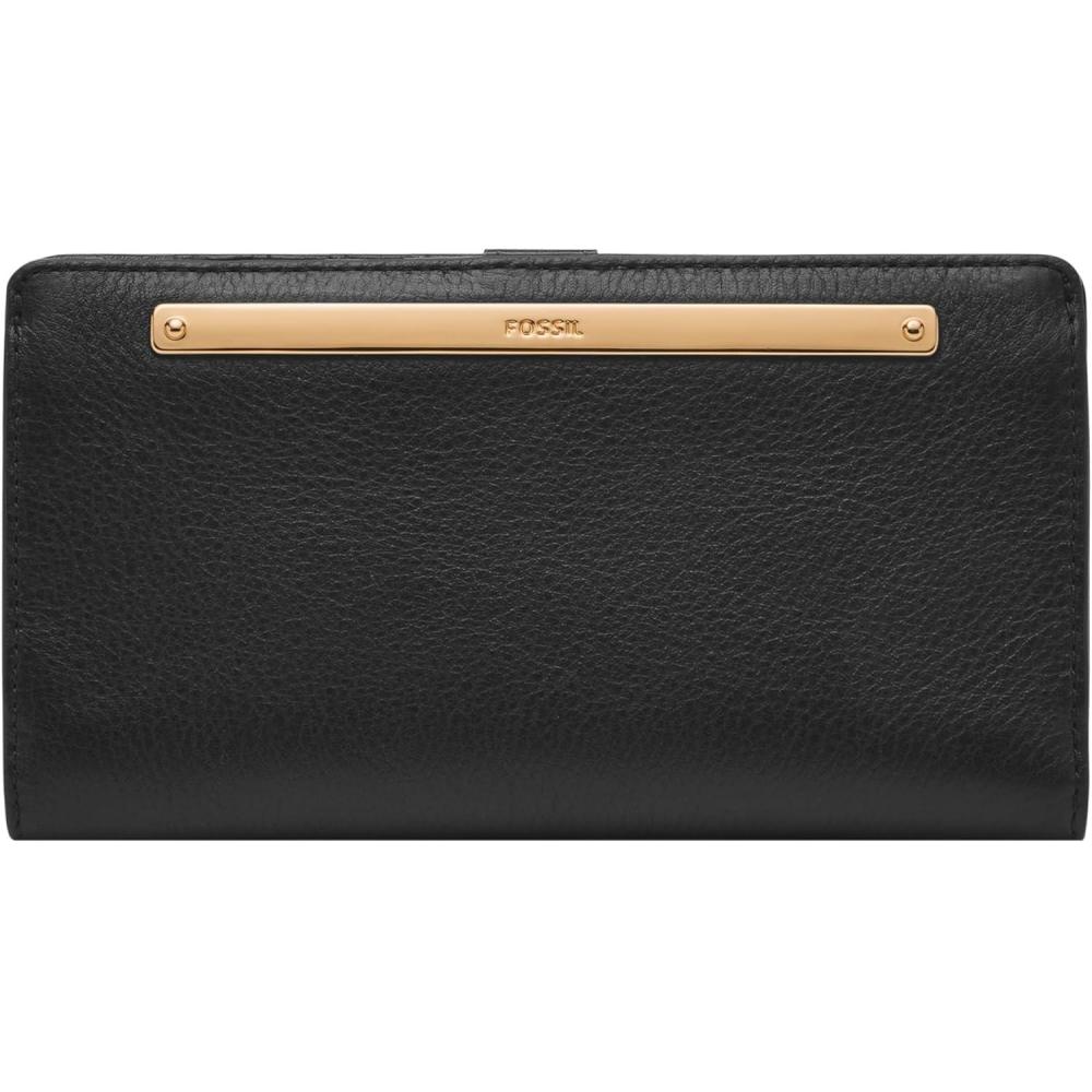 imageFossil Womens Liza Leather Slim Bifold Wallet for WomenBlack W Gold
