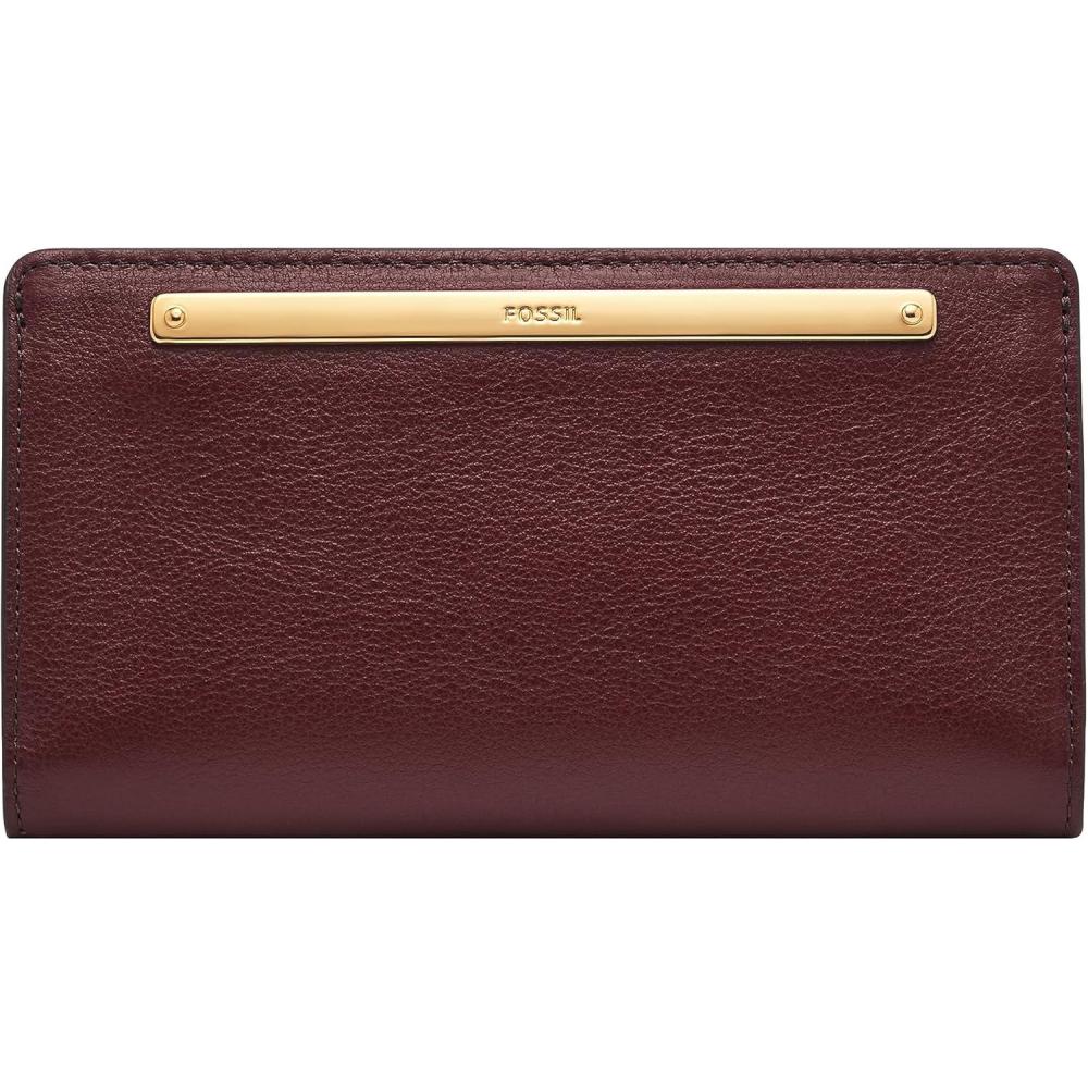 imageFossil Womens Liza Leather Slim Bifold Wallet for WomenMahogany