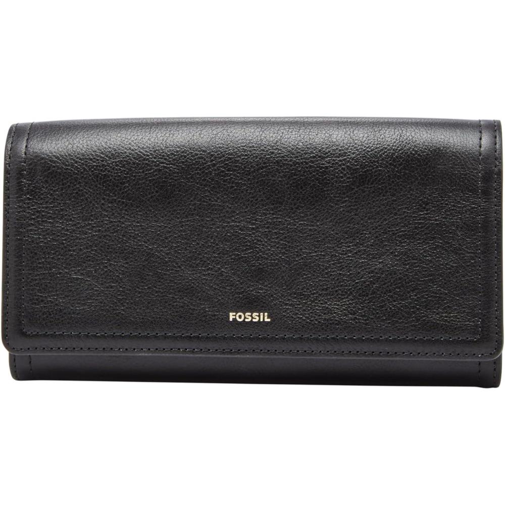 imageFossil Womens Logan Leather Wallet RFID Blocking Flap Clutch Organizer Black Model SL7833001Black