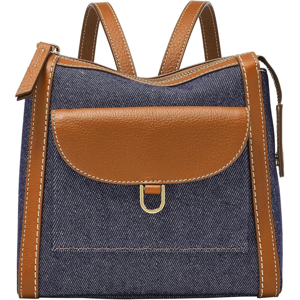 imageFossil Womens Parker Leather Convertible Backpack Purse Handbag for WomenSaddle  Denim