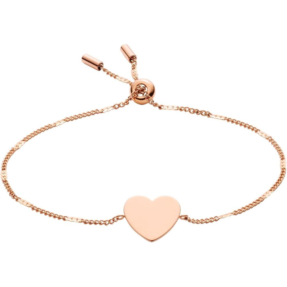 imageFossil Womens Plated Stainless Steel Engravable Personalized Gift Bracelet for WomenRose Gold Heart