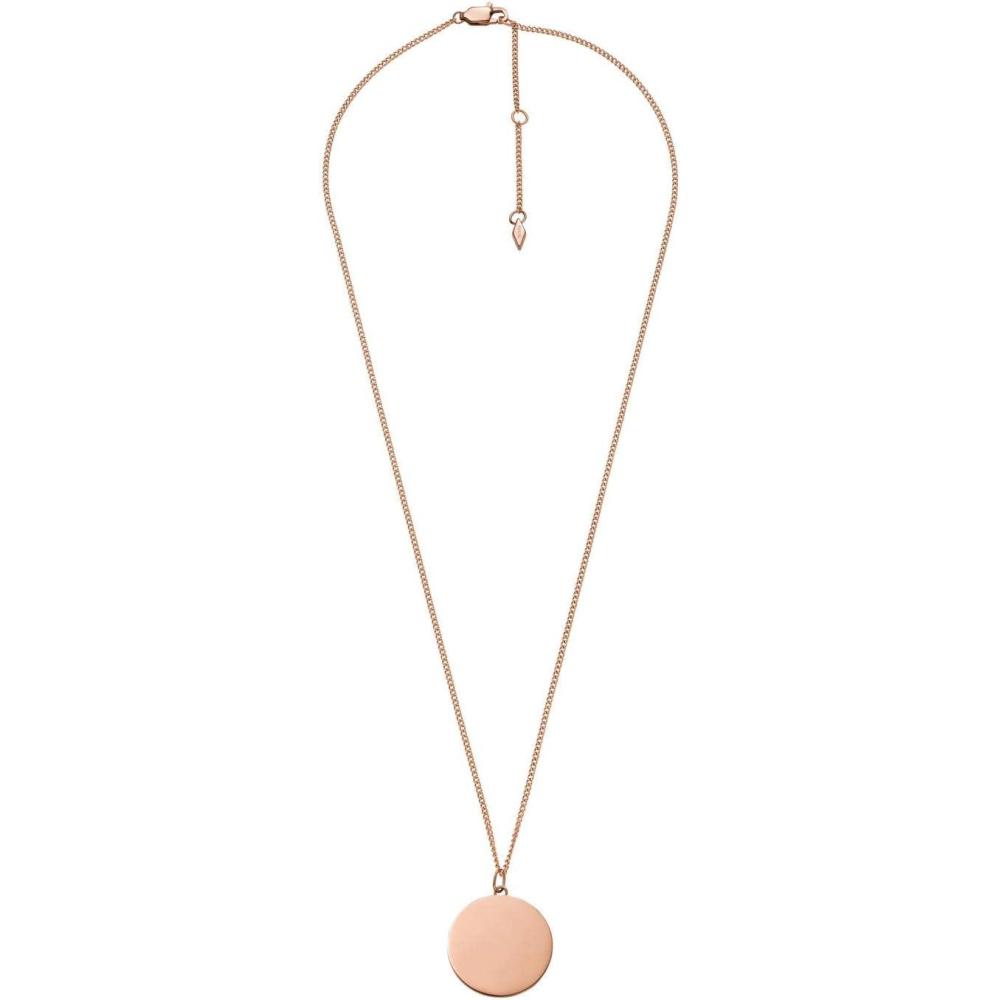 imageFossil Womens Plated Stainless Steel Engravable Personalized Gift Pendant Chain Necklace for WomenDrew Rose Gold Disc