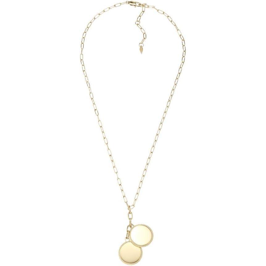 imageFossil Womens Plated Stainless Steel Engravable Personalized Gift Pendant Chain Necklace for WomenGold Drew Double Pendant