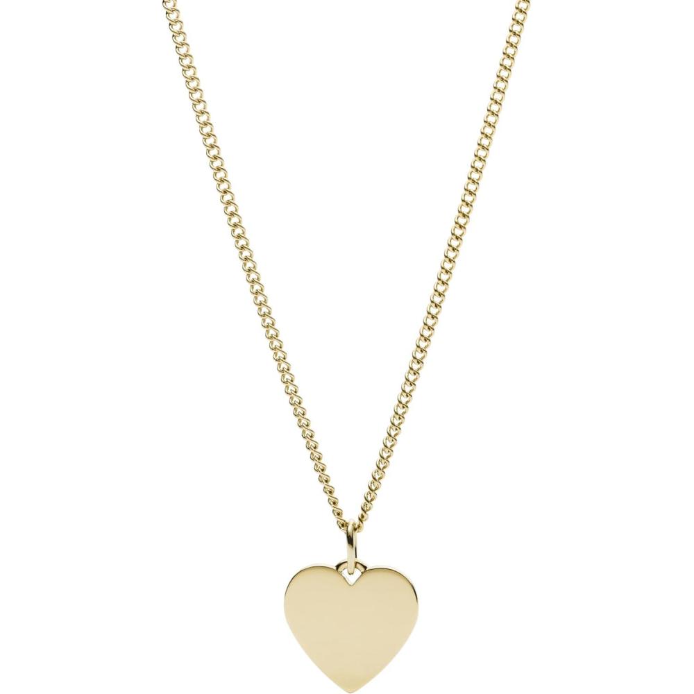 imageFossil Womens Plated Stainless Steel Engravable Personalized Gift Pendant Chain Necklace for WomenGold Heart