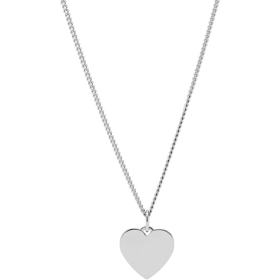 imageFossil Womens Plated Stainless Steel Engravable Personalized Gift Pendant Chain Necklace for WomenSilver Heart