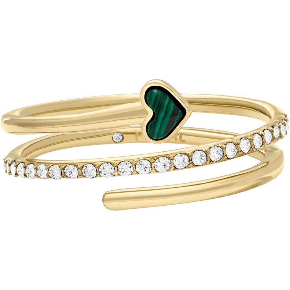 imageFossil Womens Plated Stainless Steel RingGoldGreen Heart