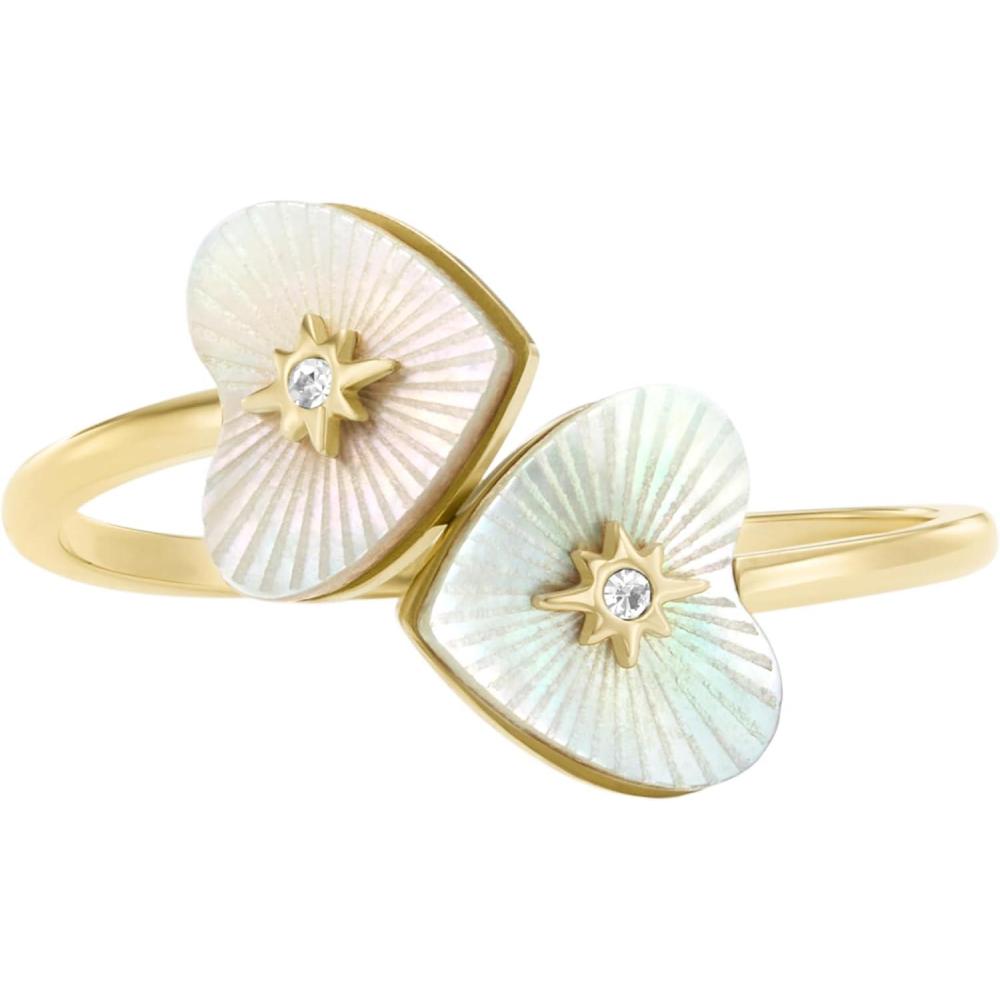 imageFossil Womens Plated Stainless Steel RingGoldMOP Double Heart