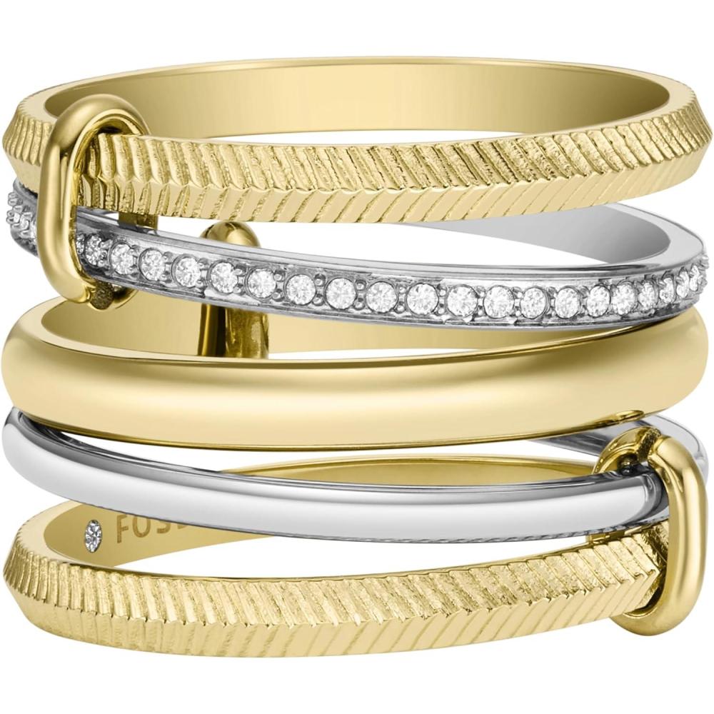 imageFossil Womens Plated Stainless Steel RingTwo Tone Harlow Stack