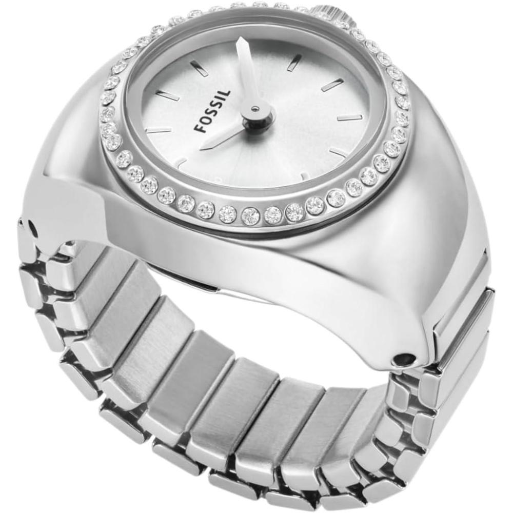 imageFossil Womens Quartz Stainless Steel TwoHand Watch RingSilver Glitz