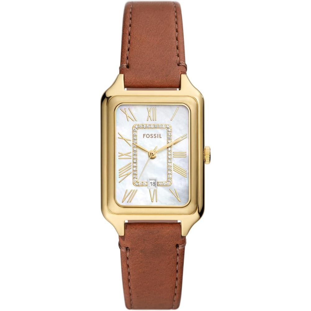 imageFossil Womens Raquel Quartz Stainless Steel ThreeHand WatchBrown LeatherGold