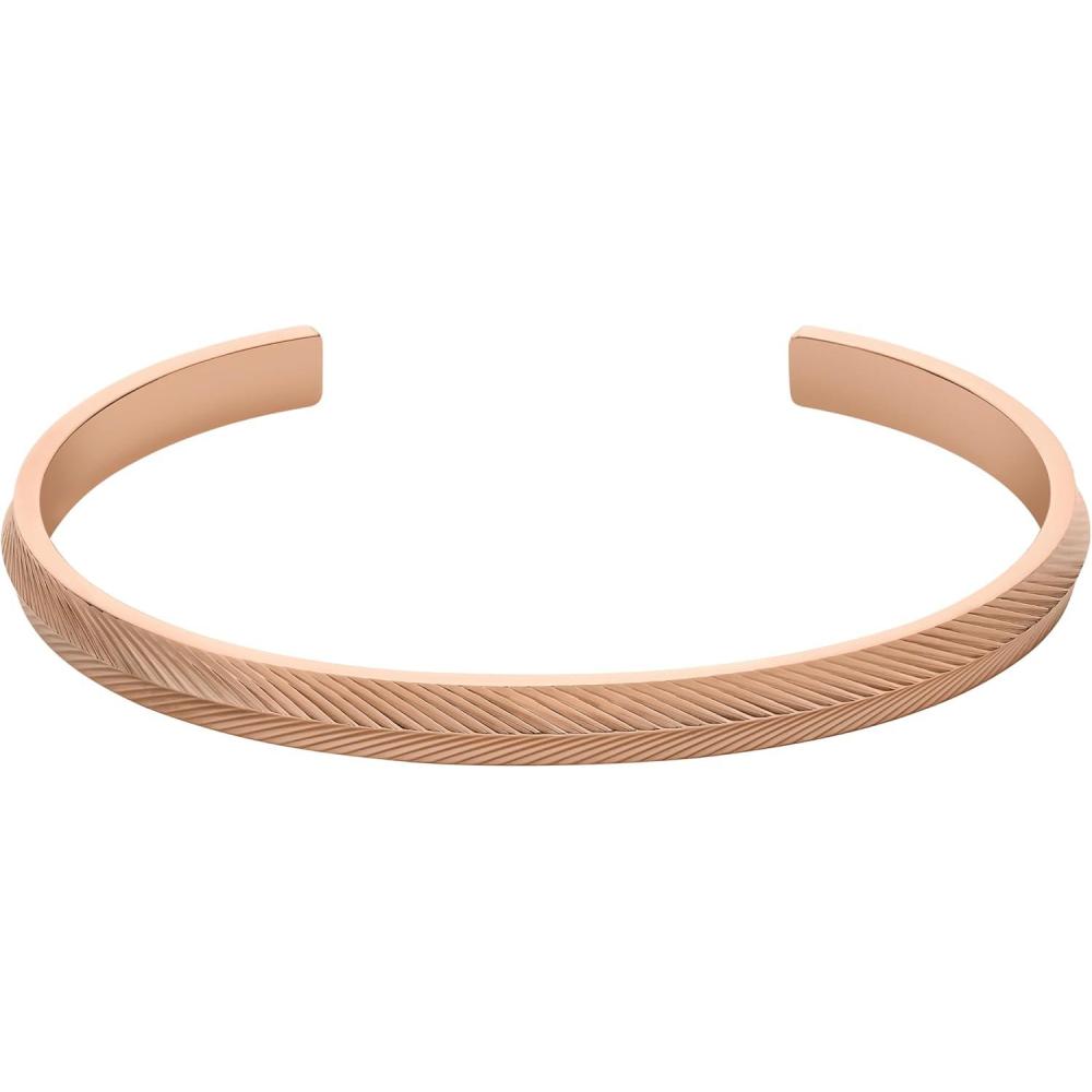 imageFossil Womens Rose GoldTone Stainless Steel Chain or Beaded Bracelet for WomenHarlow Rose Gold Linear Bangle