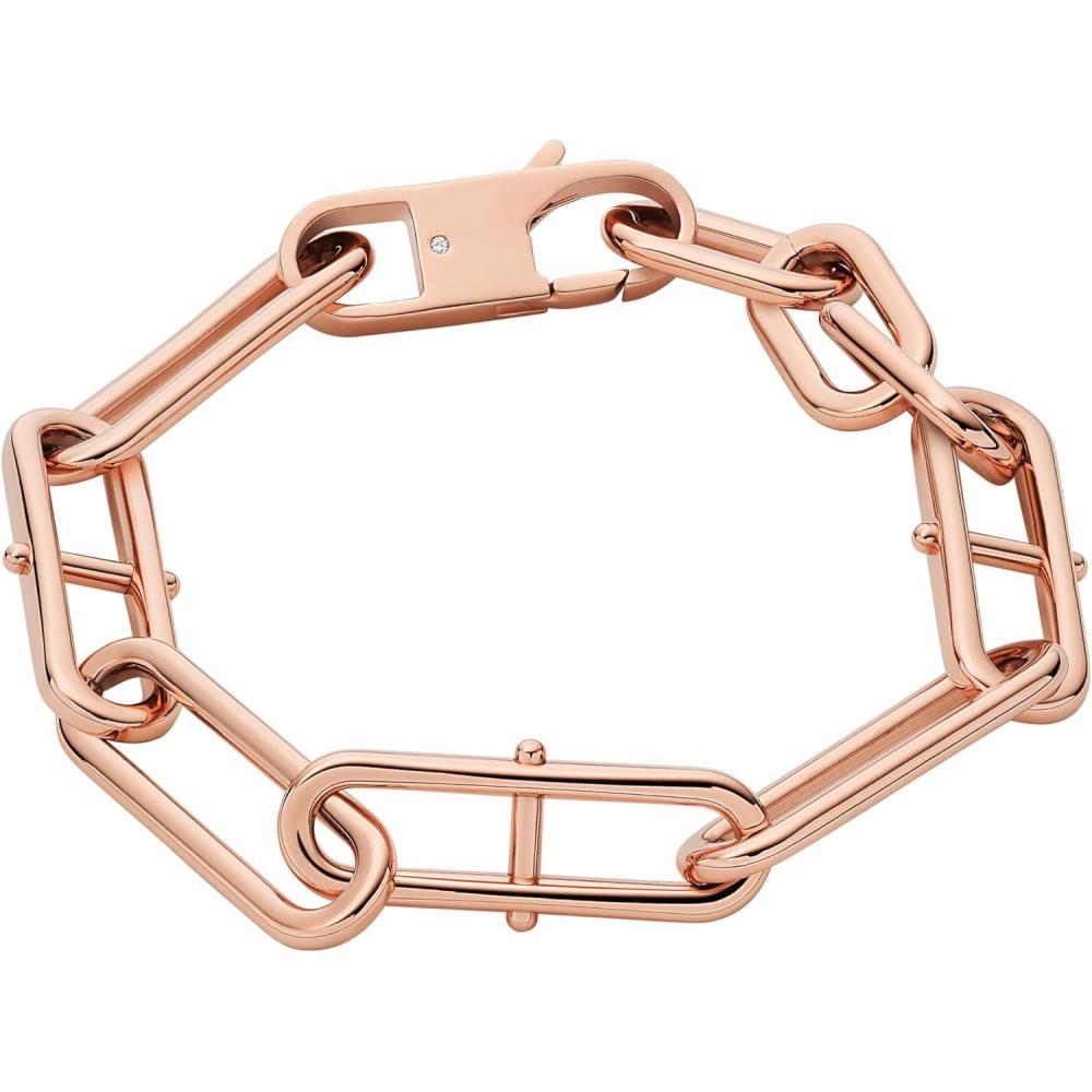 imageFossil Womens Rose GoldTone Stainless Steel Chain or Beaded Bracelet for WomenHeritage Rose Gold DLink