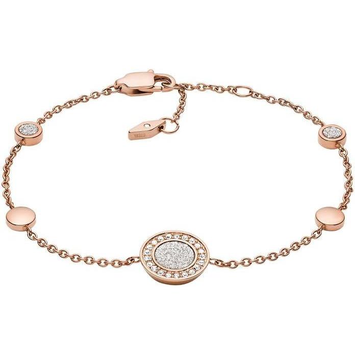 imageFossil Womens Rose GoldTone Stainless Steel Chain or Beaded Bracelet for WomenRose Gold Glitz Disc