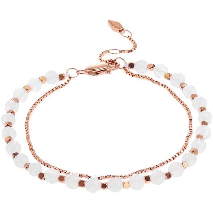 imageFossil Womens Rose GoldTone Stainless Steel Chain or Beaded Bracelet for WomenRose GoldRose Quartz