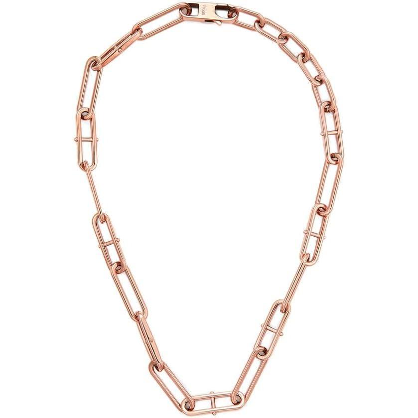 imageFossil Womens Rose GoldTone Stainless Steel Pendant Chain Necklace for WomenHeritage Rose Gold DLink