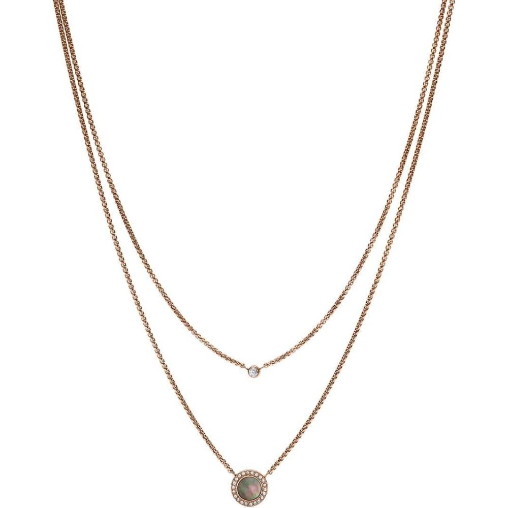 imageFossil Womens Rose GoldTone Stainless Steel Pendant Chain Necklace for WomenRose Gold Gray Mother of Pearl