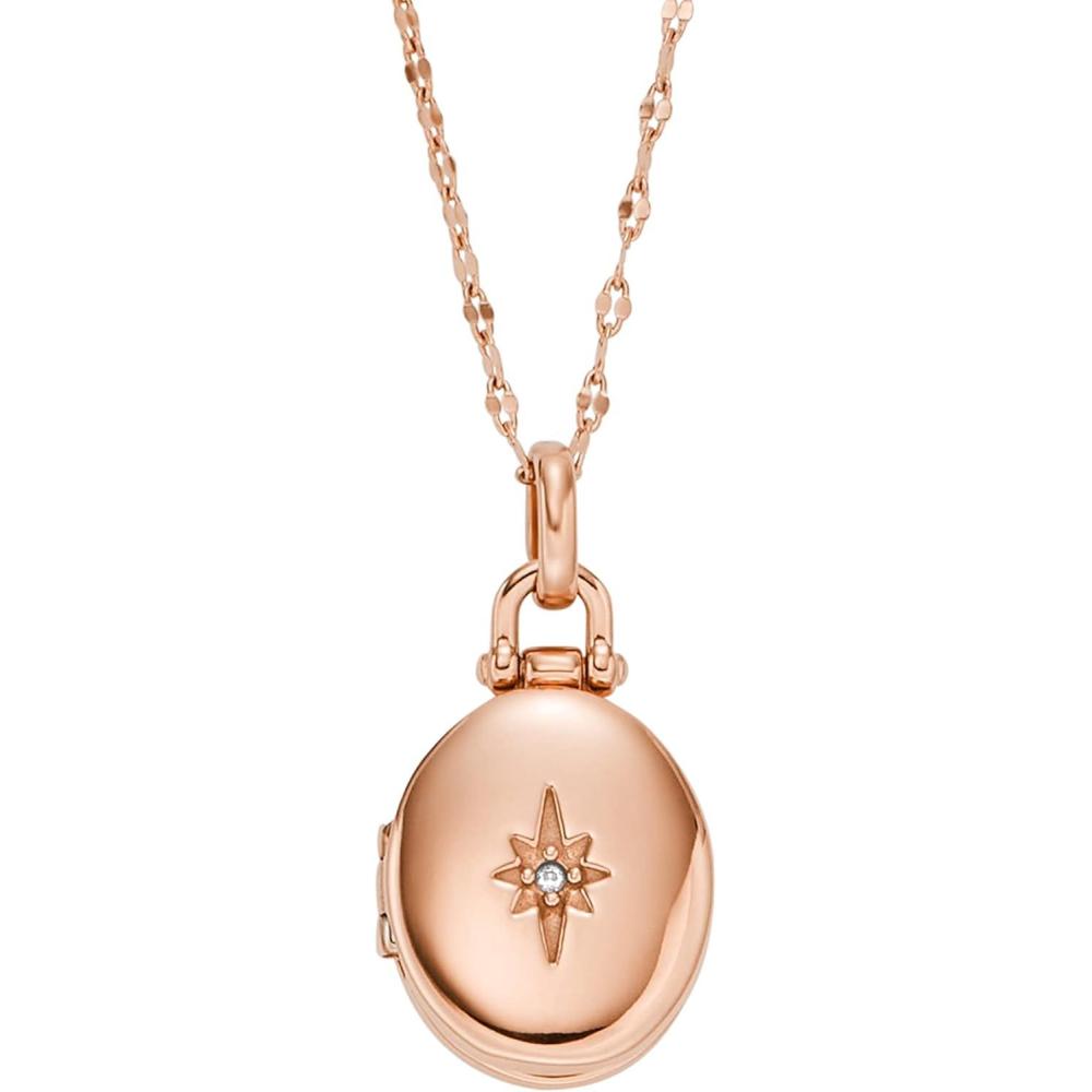 imageFossil Womens Rose GoldTone Stainless Steel Pendant Chain Necklace for WomenRose Gold Locket