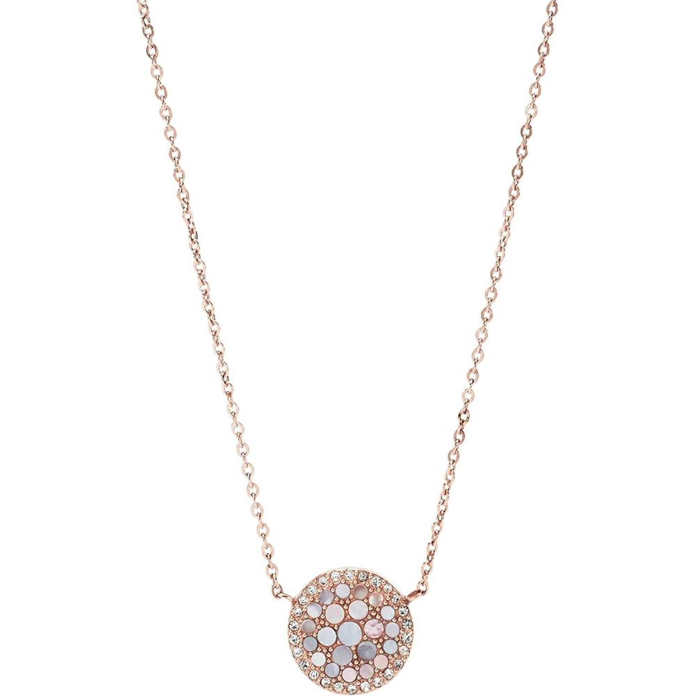 imageFossil Womens Rose GoldTone Stainless Steel Pendant Chain Necklace for WomenRose Gold Mosaic Disc