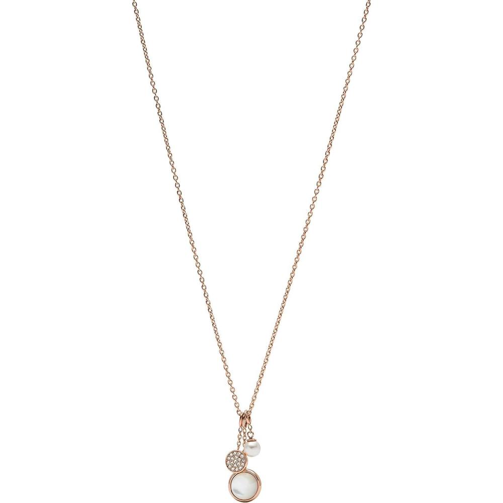 imageFossil Womens Rose GoldTone Stainless Steel Pendant Chain Necklace for WomenRose Gold Pearl Trio