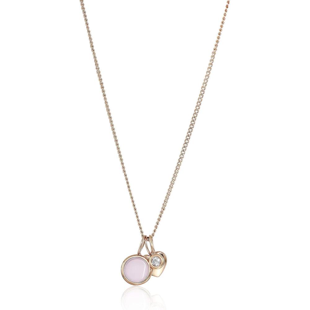 imageFossil Womens Rose GoldTone Stainless Steel Pendant Chain Necklace for WomenRose Gold Pink Charm