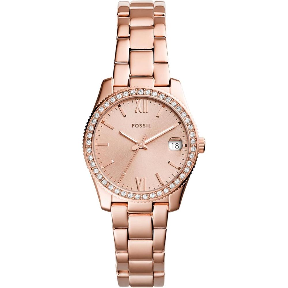 imageFossil Womens Scarlette Mini Quartz Stainless Steel ThreeHand Watch Color Rose Gold Glitz Model ES4318
