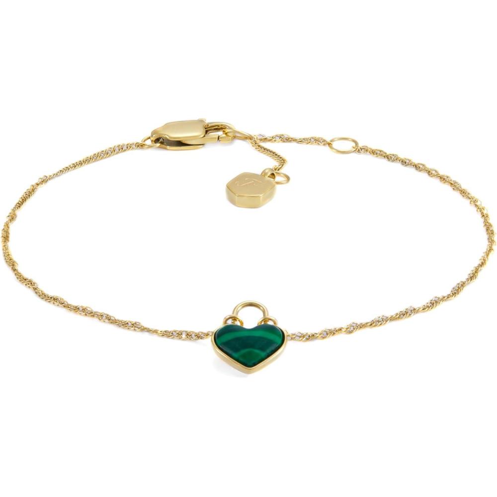 imageFossil Womens Stainless Steel Chain BraceletGoldGreen Heart