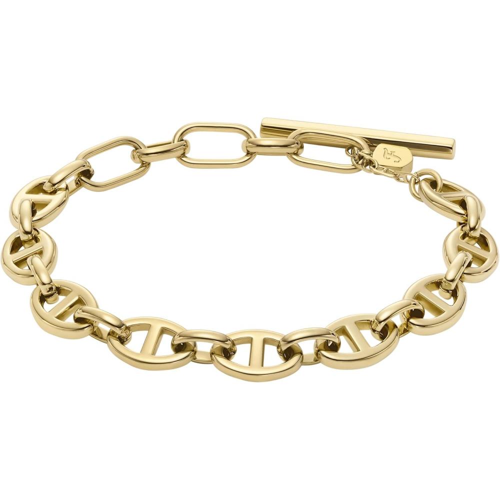 imageFossil Womens Stainless Steel Chain BraceletHeritage DLink Toggle