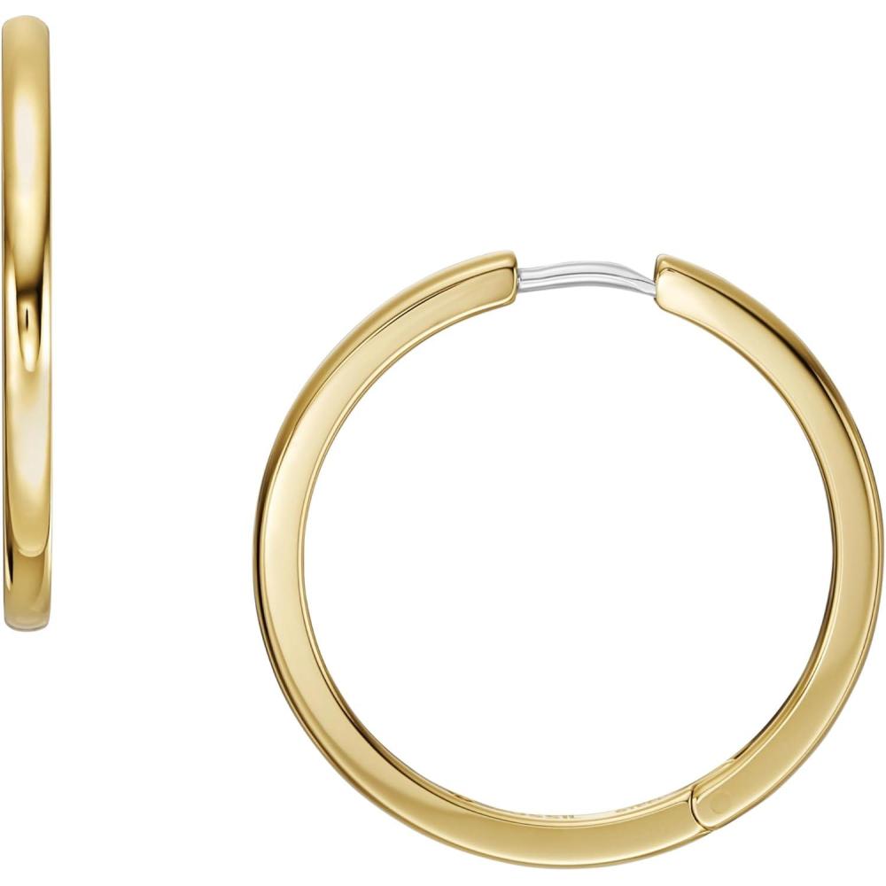 imageFossil Womens Stainless Steel DangleDrop or Hoop Earrings for WomenGold 25mm Hoop
