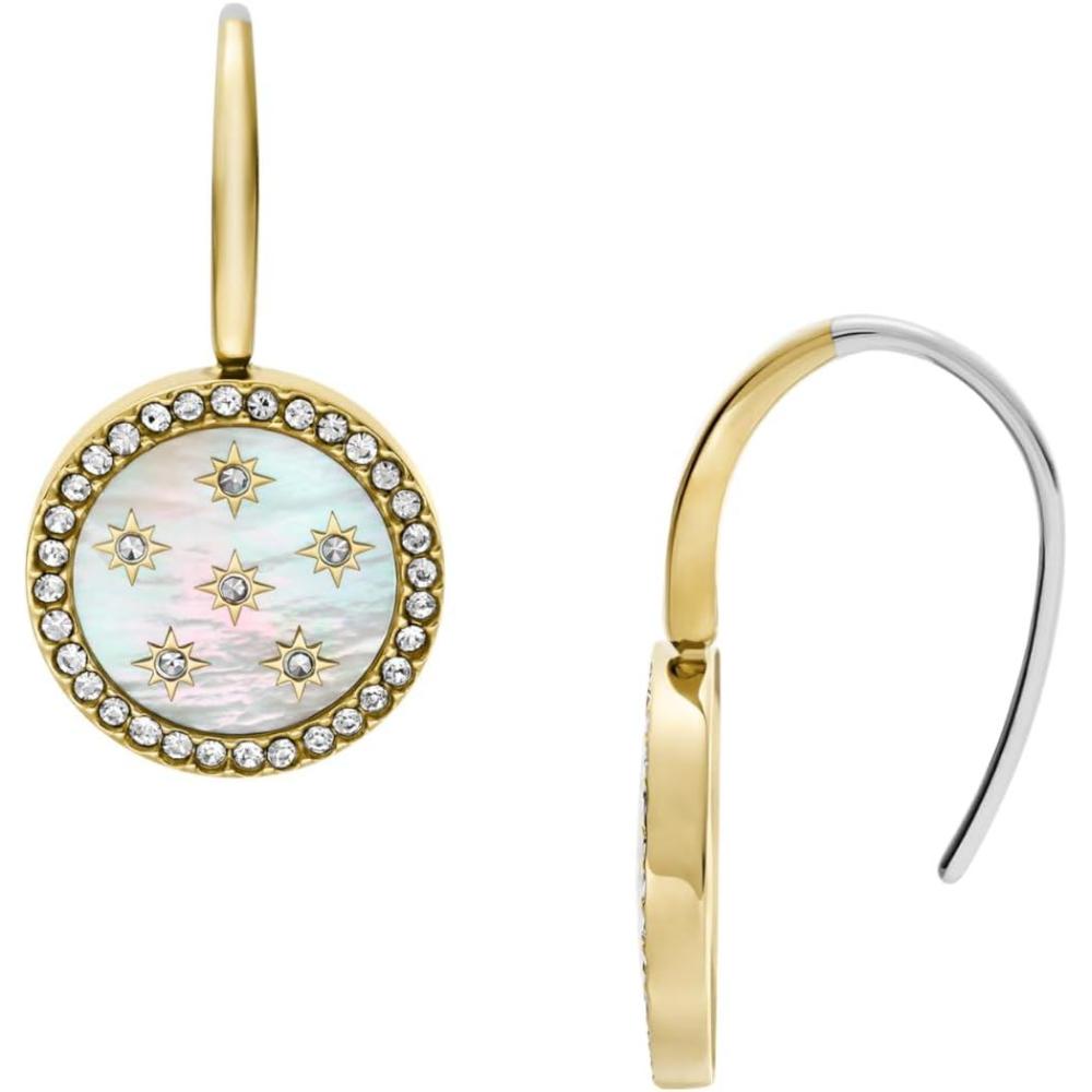 imageFossil Womens Stainless Steel DangleDrop or Hoop Earrings for WomenGold Classic MOP Disc