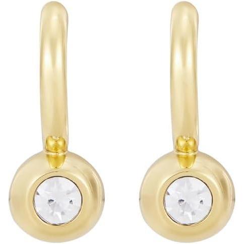 imageFossil Womens Stainless Steel DangleDrop or Hoop Earrings for WomenGold Dangle Hoop