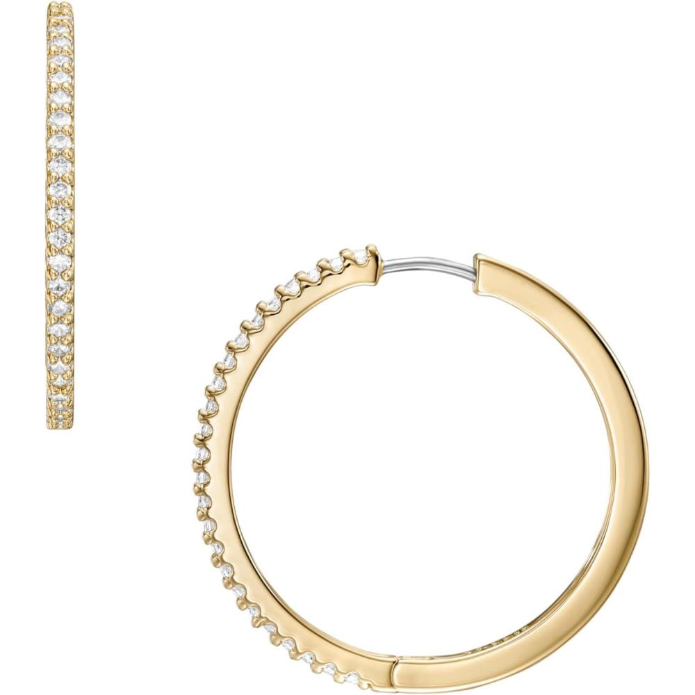 imageFossil Womens Stainless Steel DangleDrop or Hoop Earrings for WomenGold Ellis Hoop