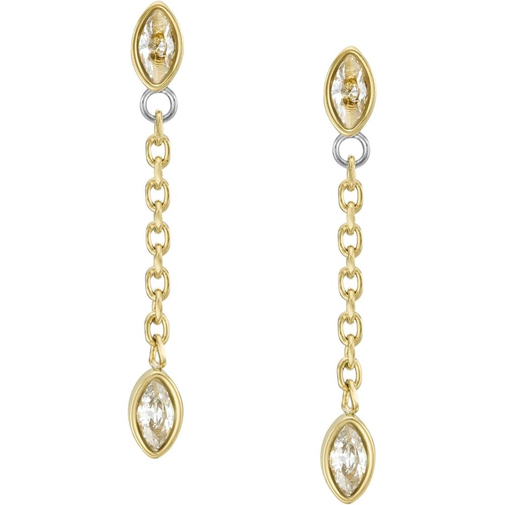 imageFossil Womens Stainless Steel DangleDrop or Hoop Earrings for WomenGold Glitz Chain Drop