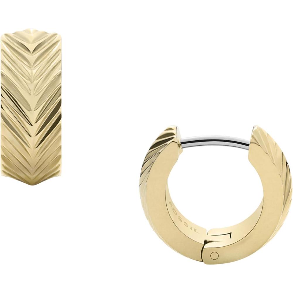 imageFossil Womens Stainless Steel DangleDrop or Hoop Earrings for WomenGold Linear Hoop