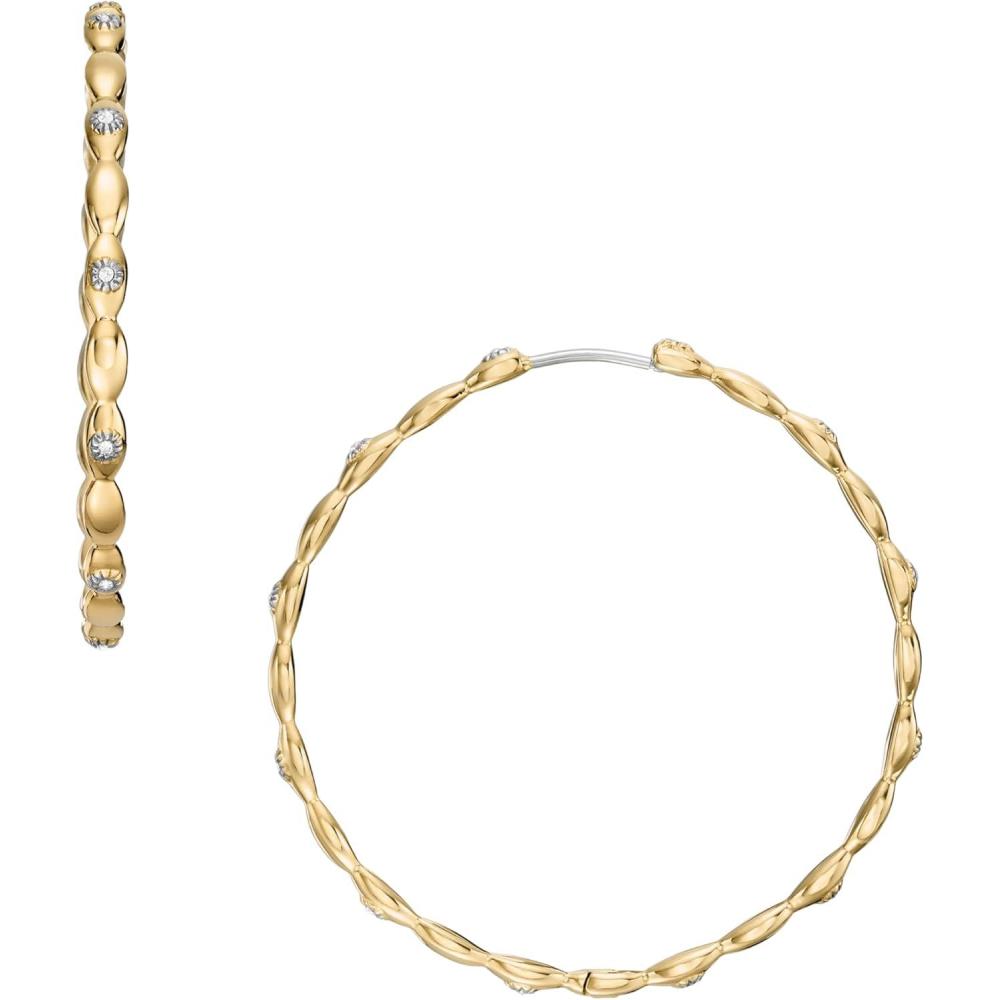 imageFossil Womens Stainless Steel DangleDrop or Hoop Earrings for WomenGold Sutton Large Hoop