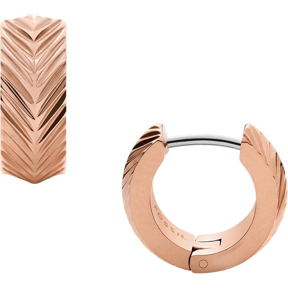 imageFossil Womens Stainless Steel DangleDrop or Hoop Earrings for WomenRose Gold Linear Hoop