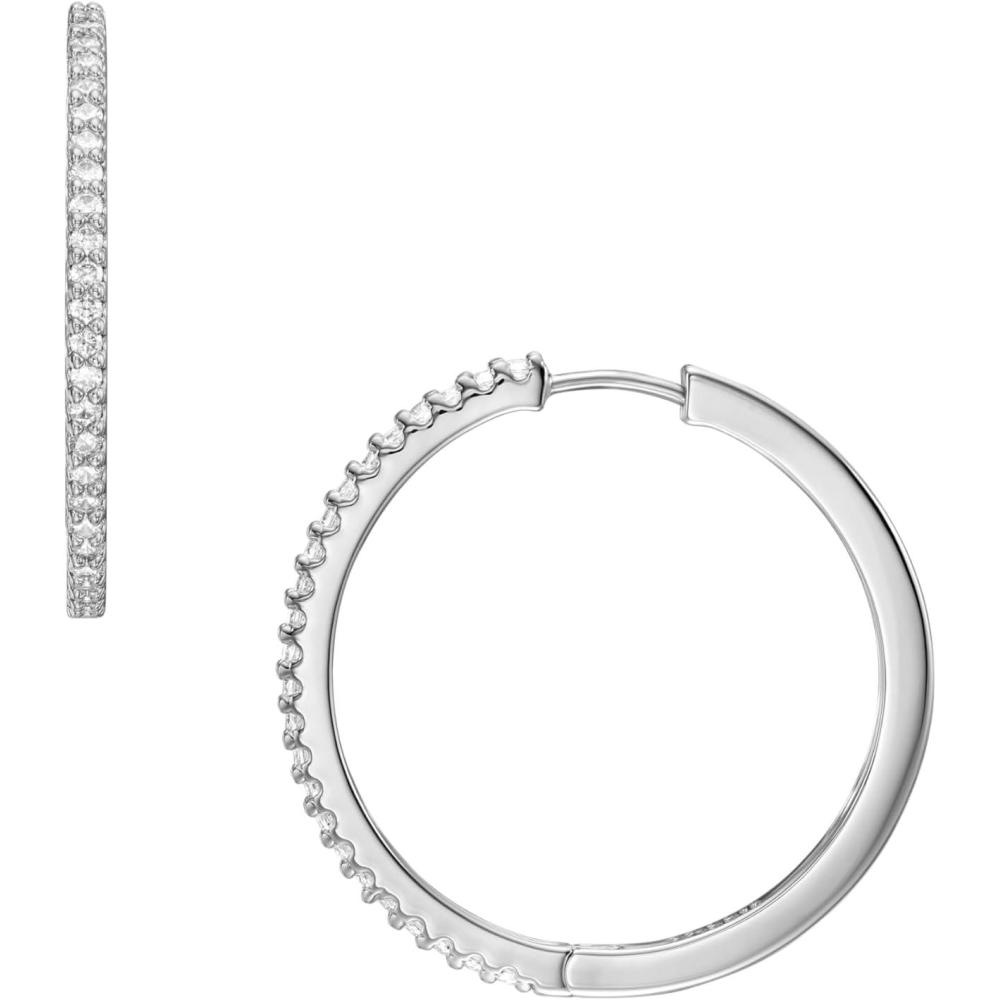 imageFossil Womens Stainless Steel DangleDrop or Hoop Earrings for WomenSilver Ellis Hoop