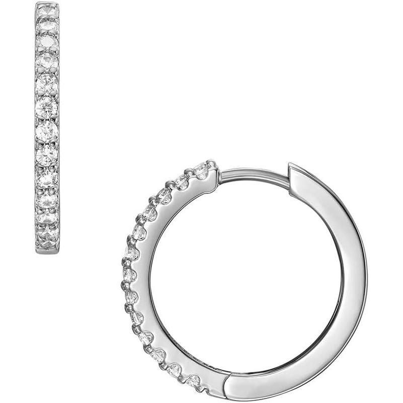 imageFossil Womens Stainless Steel DangleDrop or Hoop Earrings for WomenSilver Ellis Sterling Hoop