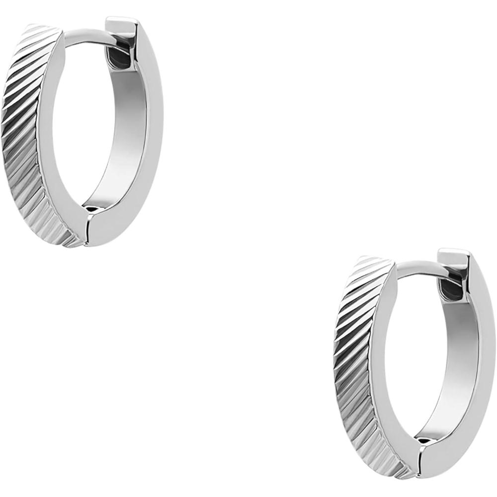 imageFossil Womens Stainless Steel DangleDrop or Hoop Earrings for WomenSilver Harlow Huggie Hoop